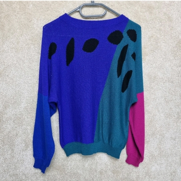Vintage 1980s Jumper Ladies Size 12 St Michael Crew Neck Tight Knit Block Colour - Picture 3 of 9